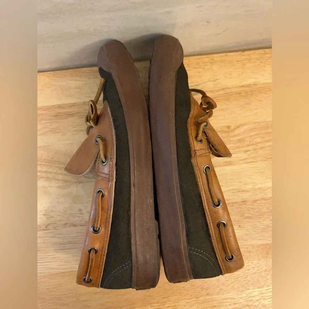 Vintage- Polo by Ralph Lauren Tan Leather and Dark Brown Suede Boat Duck Shoes
